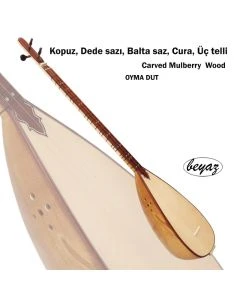 Kopuz, Dede sazı, Balta saz, Cura, Üç telli,Kopuz Carved Mulberry Oyma DUT