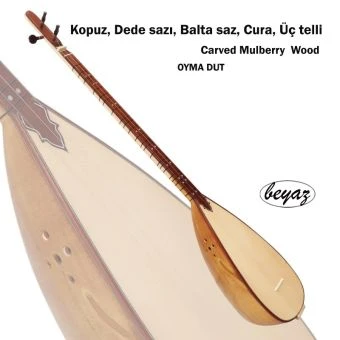 Kopuz, Dede sazı, Balta saz, Cura, Üç telli,Kopuz Carved Mulberry Oyma DUT 344